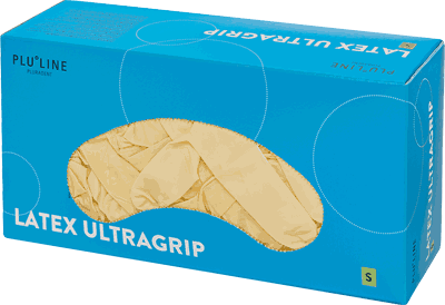 Latex hanske Ultragrip pudderfri Pluline M 100 stk